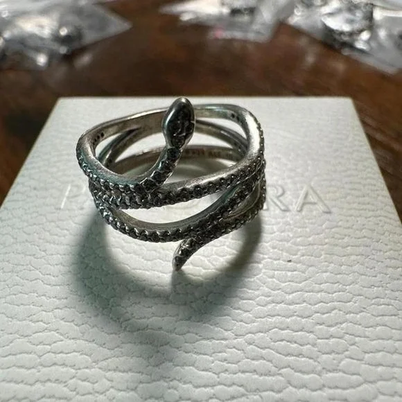 SWIRLING SNAKE Authentic PANDORA Silver Ring Size 9 (58) 190954CZ - Picture 2 of 4